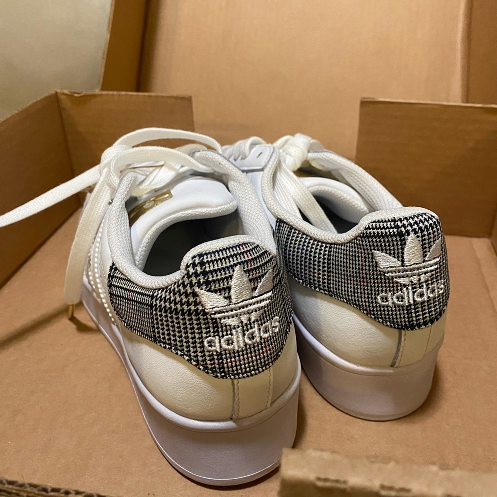 New Adidas superstar bold w with houndstooth trim